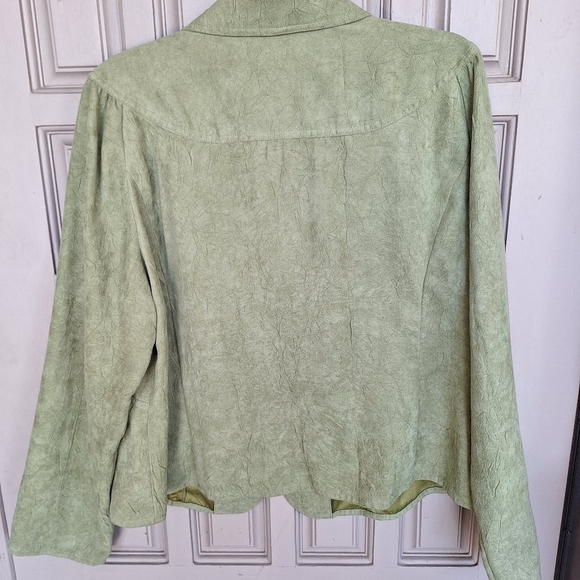 RQT Ultra Suede Top SzXL Long Sleeve 3 Button Closure Sage Green Polyester NWOT - Picture 6 of 9